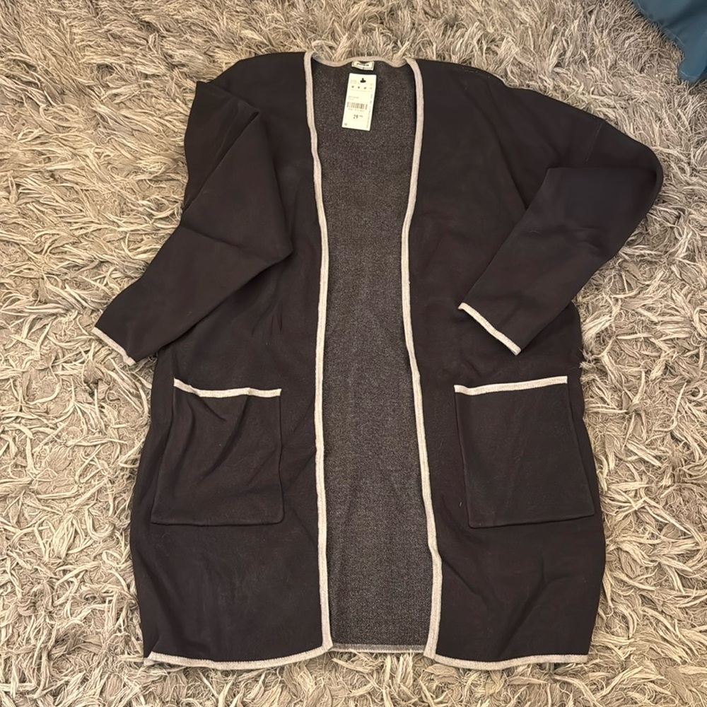 3/4 length open front sweater